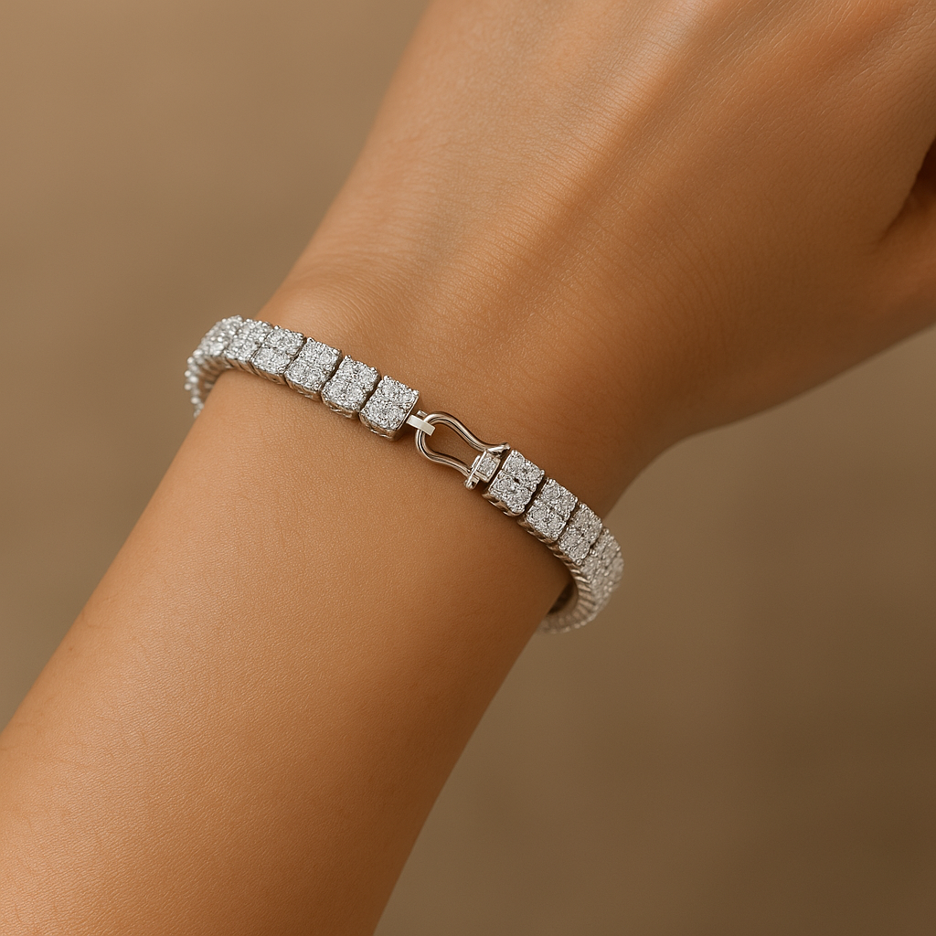 Moissanite Tennis Bracelet – 2.5mm Stones | 6.00 CTW | White Gold & Silver | Luxury U-Lock Clasp