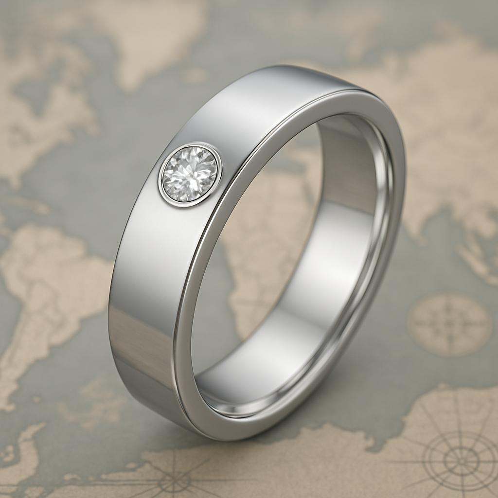 Men’s Wedding Band with 4mm Lab Diamond – Made from Bride’s Hair