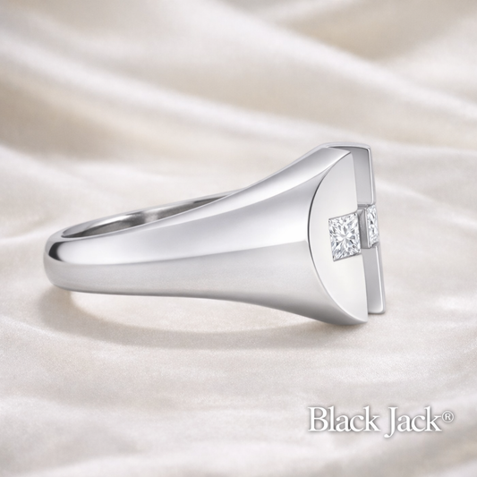 0.25 Carat Lab-Grown Diamond Women’s Wedding Ring Princess Cut Dual Stone Design in 14K White Gold