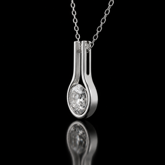 1.00 Ct Round Memory Diamond Infinity Twist Pendant Necklace in 14K White Gold Pet Cremation Memorial Jewelry Black Jack