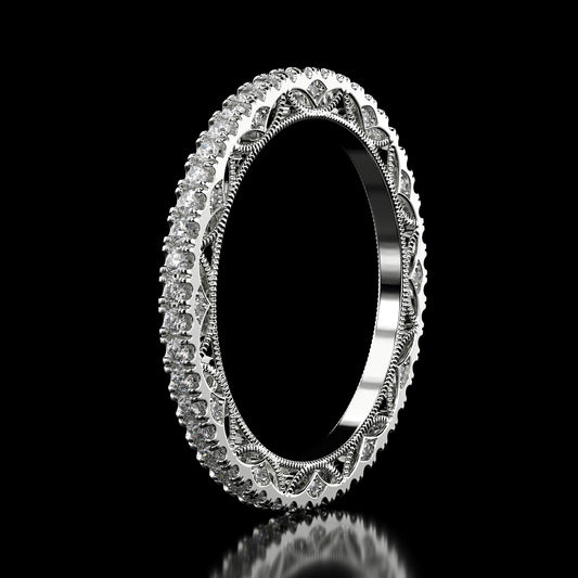 0.60 Ct Round Shape Lab Grown Diamond Band in 14K White Gold
