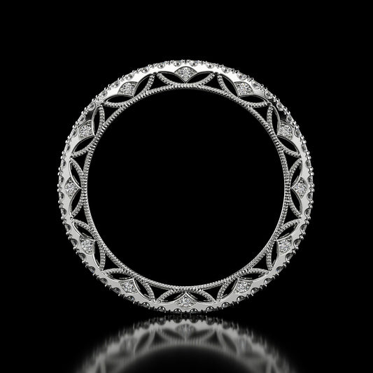 0.60 Ct Round Shape Lab Grown Diamond Band in 14K White Gold