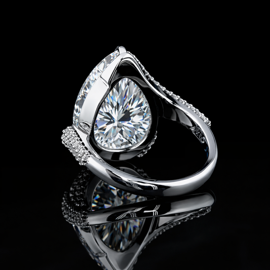 3.10 Carat Lab-Grown Diamond Pear Cut Wraparound Pavé Engagement Ring in 14K White Gold