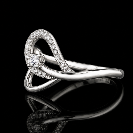 1.20 Ct Memory Diamond Infinity Engagement Ring Pet Cremation Ring Promise Ring 14K White Gold Black Jack
