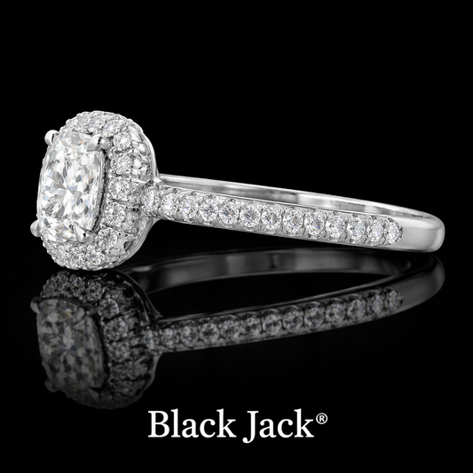 2.70 Carat Lab-Grown Diamond Cushion Halo Engagement Ring Cushion Cut in 14K White Gold