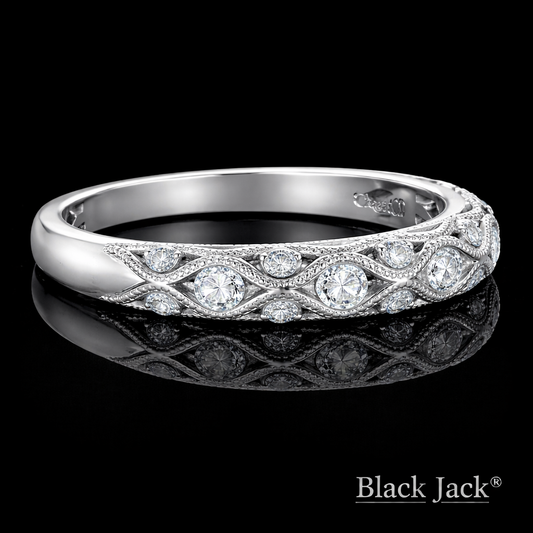0.50 Carat Lab-Grown Diamond Women’s Wedding Band Vintage Wave Design in 14K White Gold