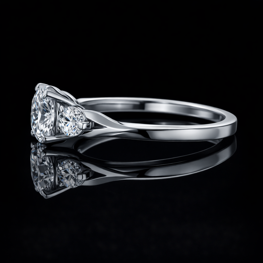 2.60 Carat Lab-Grown Diamond Engagement Ring – Round Cut with Side Stones in 14K White Gold