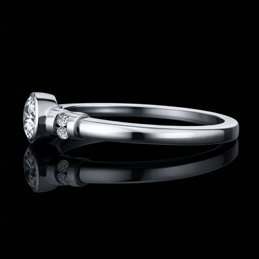 1.62 Carat Lab-Grown Diamond Engagement Ring Round Cut with Side Stones in 14K White Gold