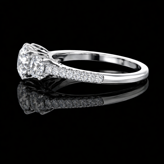 2.60 Carat Lab-Grown Diamond Engagement Ring Round Cut with Side Stones in 14K White Gold