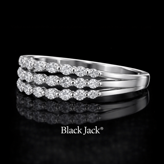 1.00 Carat Lab-Grown Diamond Women’s Wedding Band Triple Row Diamond Band in 14K White Gold