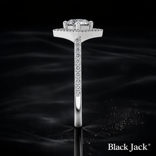 2.40 Carat Round Cut Moissanite Square Halo Engagement Ring in 925 Sterling Silver