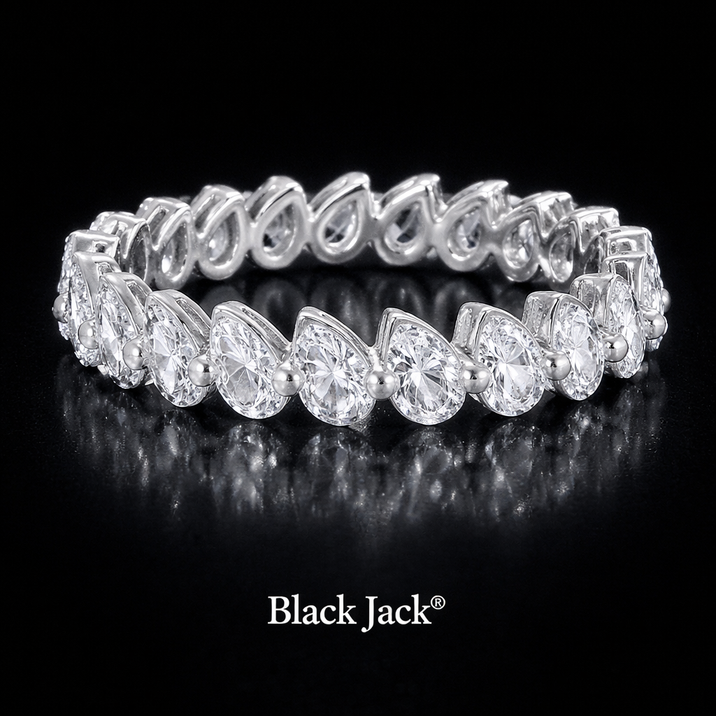 2.50 Carat Pear Cut Lab-Grown Diamond Eternity Wedding Band Ring in 925 Sterling Silver