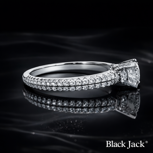 3.40 Carat Round Cut Moissanite Three Stone Engagement Ring in 925 Sterling Silver