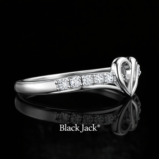 0.50 Carat Lab-Grown Diamond Heart Design Ring Round Cut Accent Band in 14K White Gold