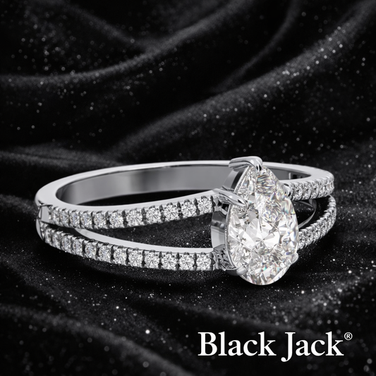 3.00 Carat Lab-Grown Diamond Pavé Split Shank Engagement Ring Pear Cut in 14K White Gold IGI Certified
