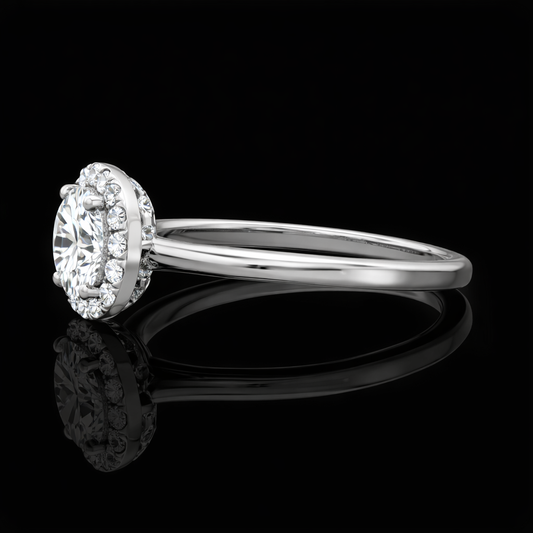2.30 Carat Lab-Grown Diamond Engagement Ring Round Cut Halo Design in 14K White Gold