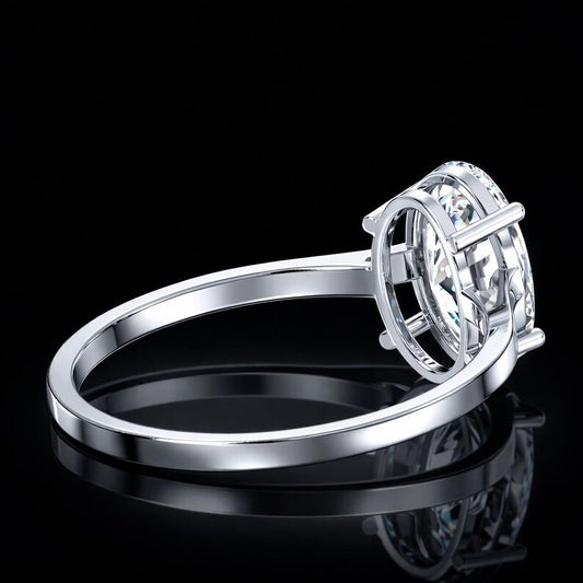 2.00 Ct Memorial Diamond Oval Solitaire Ring in 14K White Gold Black Jack
