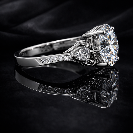 2.00 Carat Lab-Grown Diamond Round & Pear Three-Stone Engagement Ring in 14K White Gold