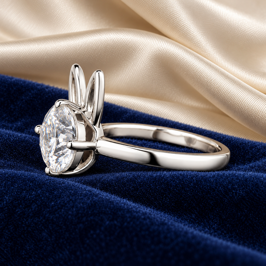 2.00 Ct Bunny Ears Human Ashes Memory Diamond Ring 14K White Gold Pet Memorial Ring Black Jack