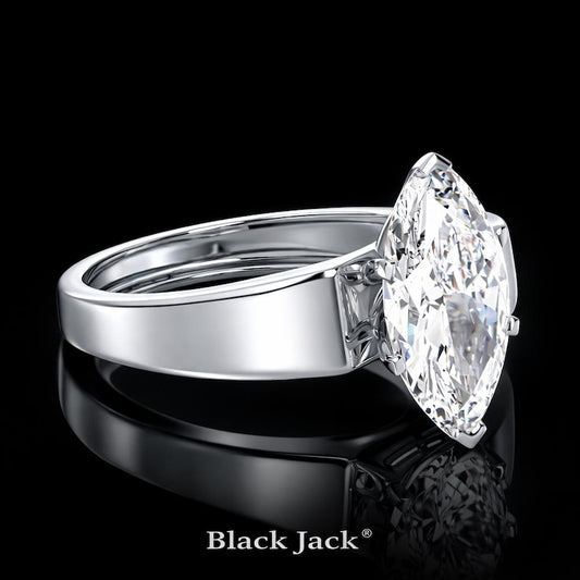 2.50 Carat Marquise Cut Moissanite Classic Solitaire Engagement Ring in 925 Sterling Silver