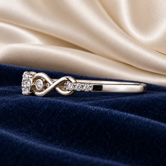 1.25 Ct Human & Pet Ashes Pear Memory Diamond Open Ring 14K White Gold Black Jack