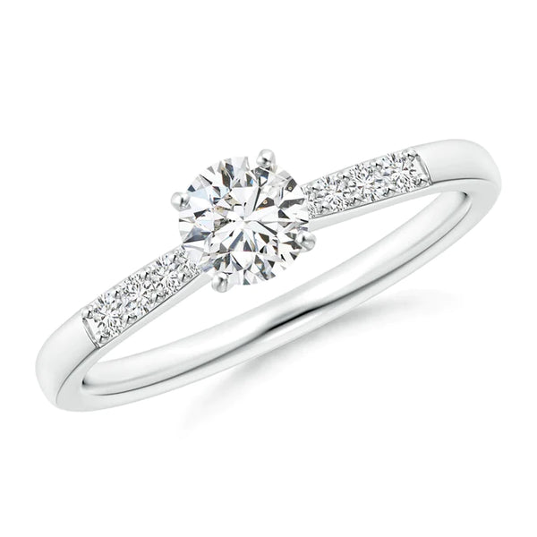 0.65ct Round Lab Grown Diamond Engagement Rings in 14K White Gold