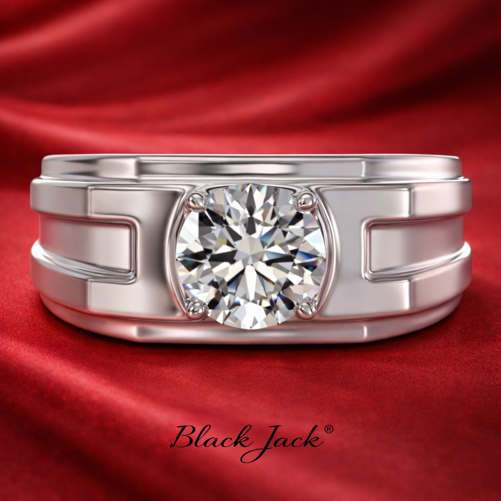 1.00 CT Round Cut Lab Grown Diamond Men’s Wedding Ring 14K White Gold IGI Certified Total Carat 1.00 CT