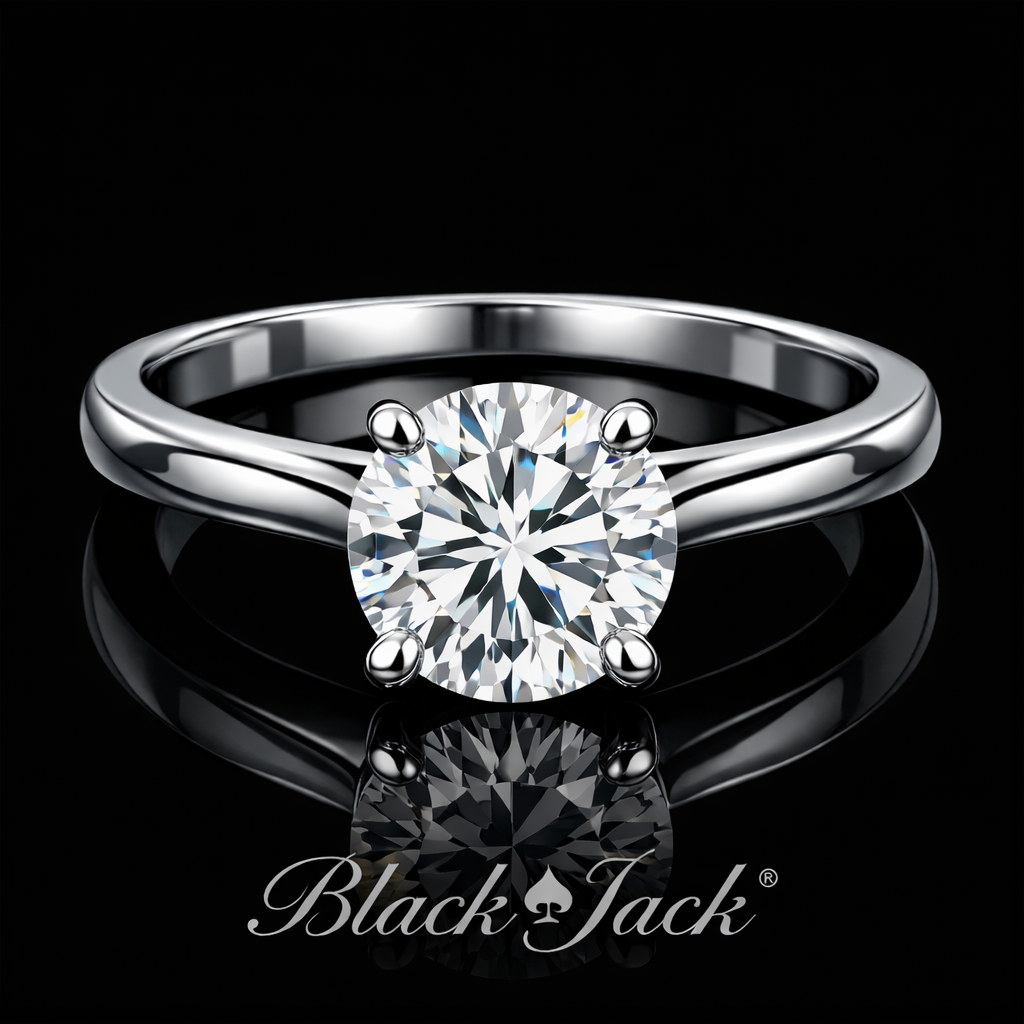 1.00 CT Round Lab-Grown Diamond Solitaire Ring in 925 Sterling Silver | Black Jack®