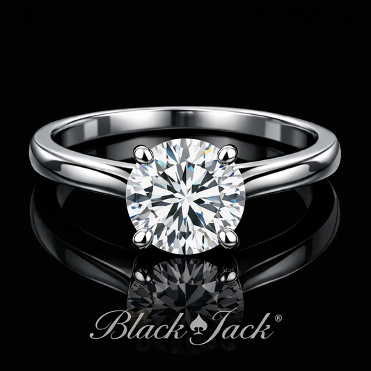 1.00 CT Round Lab-Grown Diamond Solitaire Ring in 925 Sterling Silver | Black Jack®
