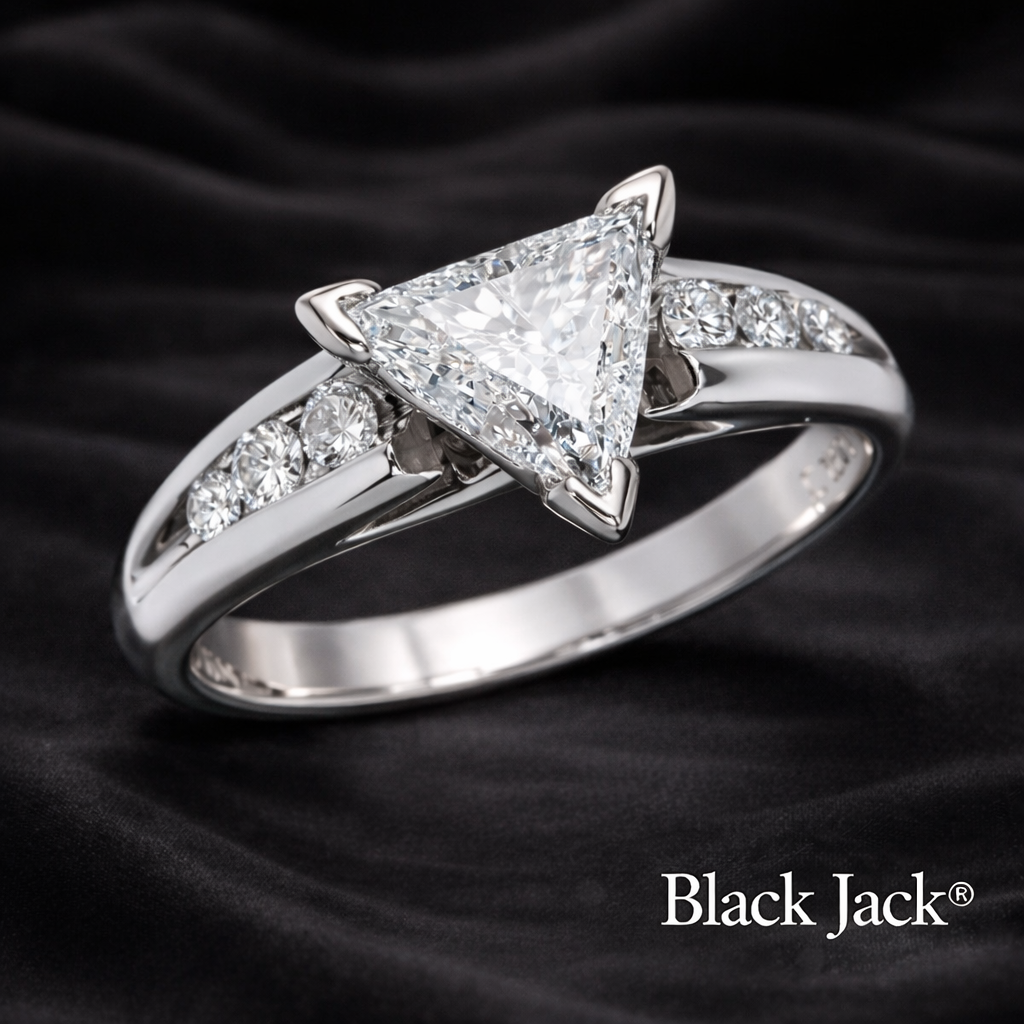 1.35 CT Memory Diamond Wedding Ring from Ashes – Trillion Cut Pet or Human Ashes to Diamond Ring in 14K White Gold