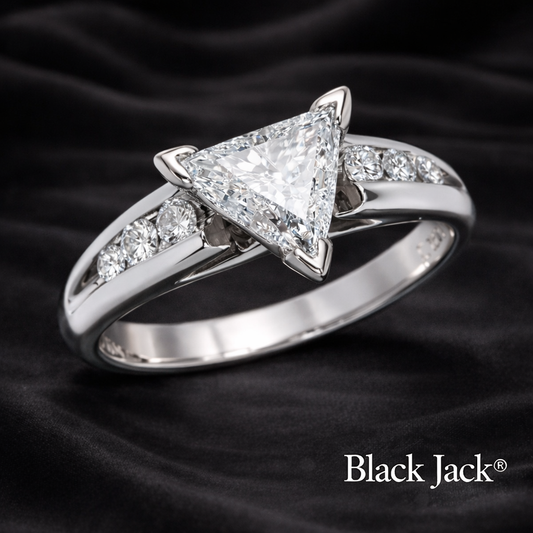 1.35 CT Memory Diamond Wedding Ring from Ashes – Trillion Cut Pet or Human Ashes to Diamond Ring in 14K White Gold