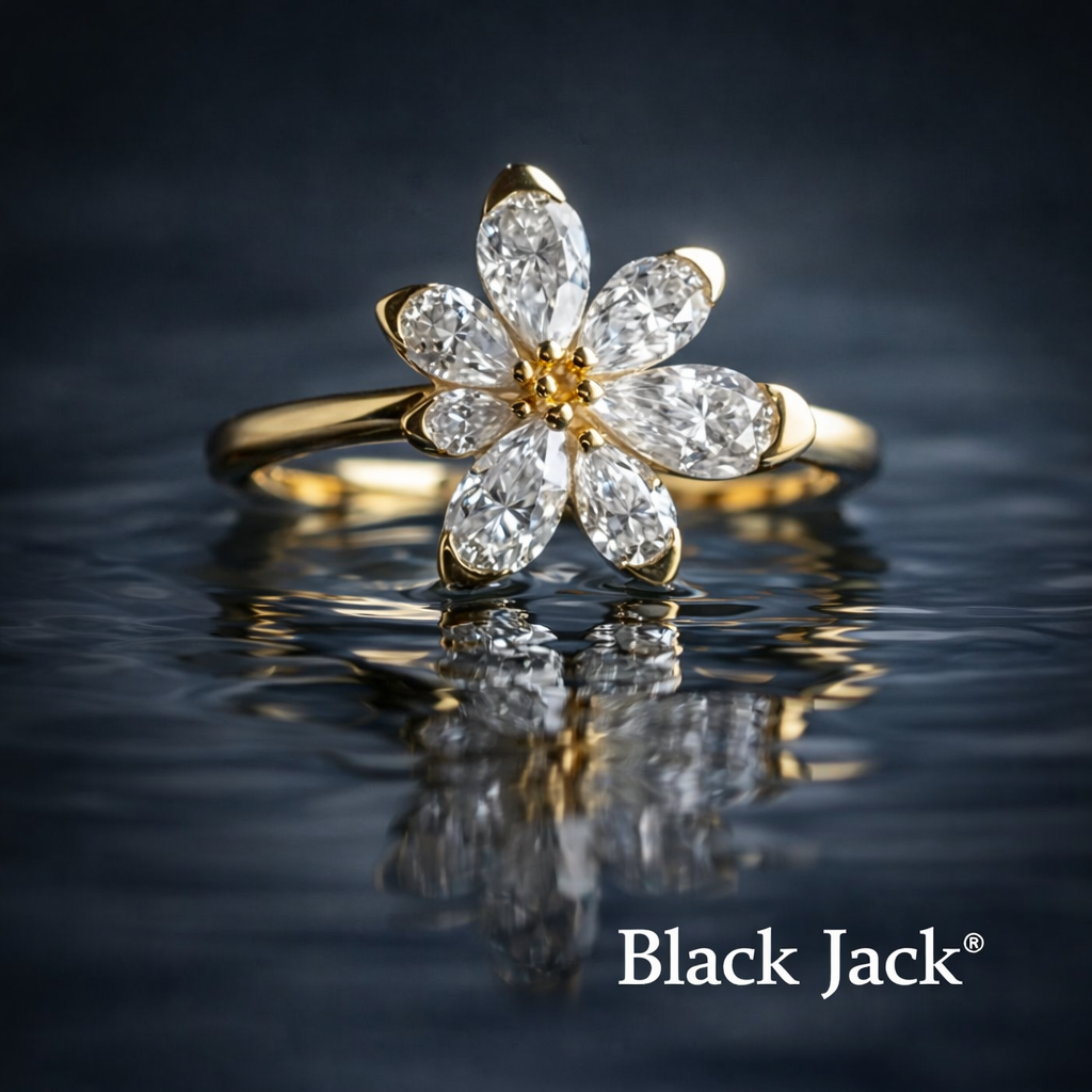 1.50 CT Floral Memory Diamond Ring – Pet or Human Ashes to Lab-Grown Diamonds – 14K Yellow Gold