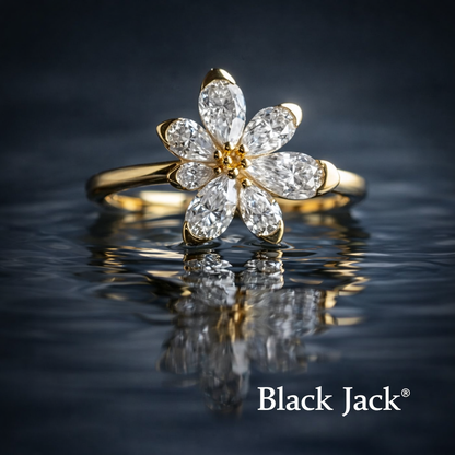 1.50 CT Floral Memory Diamond Ring – Pet or Human Ashes to Lab-Grown Diamonds – 14K Yellow Gold