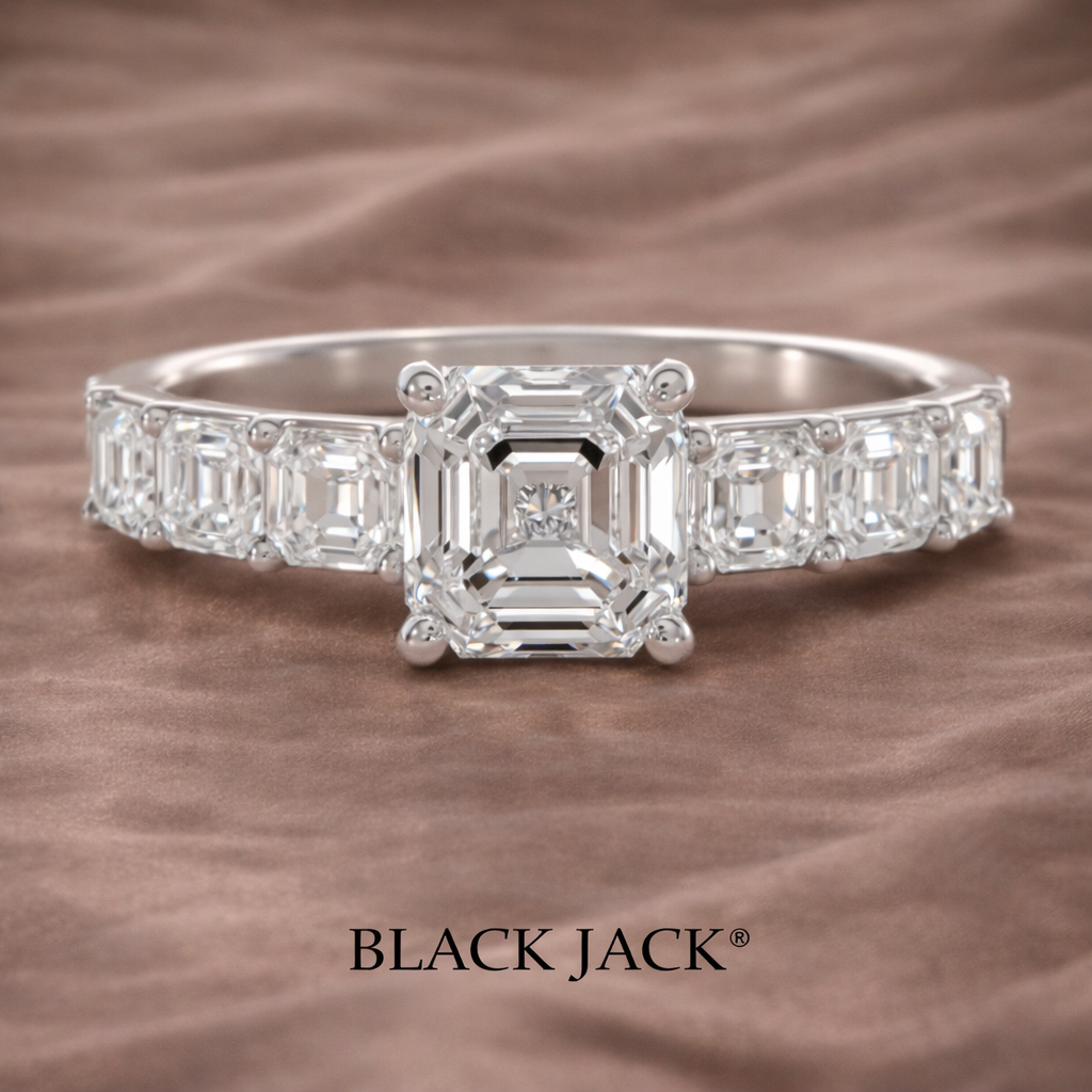 2.40 CT Total Weight Asscher Cut Lab Grown Diamond Engagement Ring 14K White Gold IGI Certified