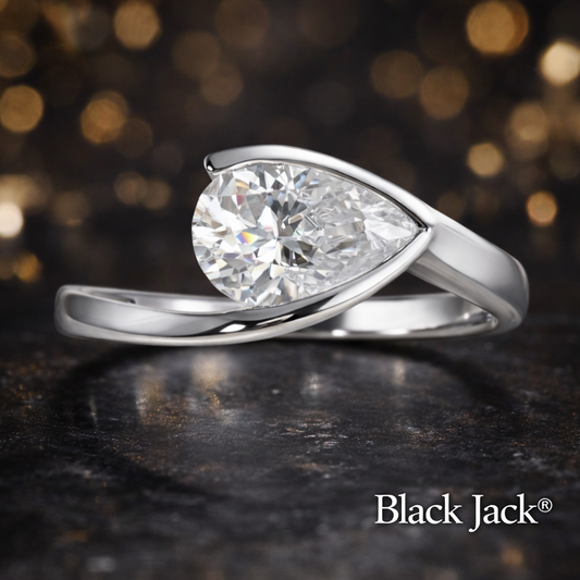 1.50 CT White Pear Shape Memory Diamond Ring – Pet or Human Ashes to Lab-Grown Diamond – 14K White Gold