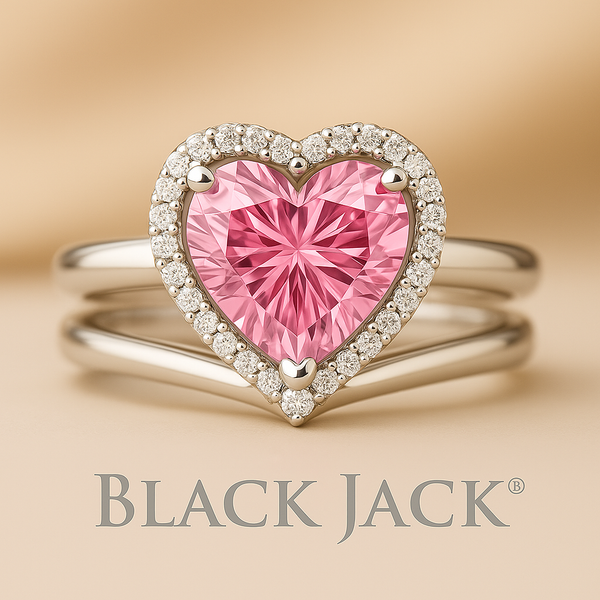 1.5 Carat Pink Heart Memory Diamond Wedding Ring with 0.50 ct Halo | Women’s Lab Grown Diamond from Groom’s Hair – 14k White Gold by Black Jack®