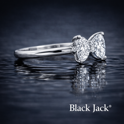 1.70 CT Memory Diamond Wedding Ring from Ashes – Double Heart Pet or Human Ashes to Diamond Ring in 14K White Gold