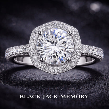 1.75 CT Memory Diamond Ring from Ashes – Pet or Human Ashes to Diamond Halo Wedding Ring in 14K White Gold