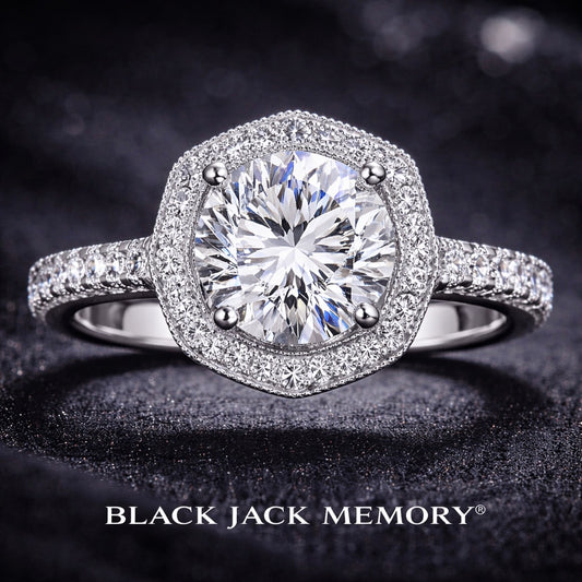 1.75 CT Memory Diamond Ring from Ashes – Pet or Human Ashes to Diamond Halo Wedding Ring in 14K White Gold