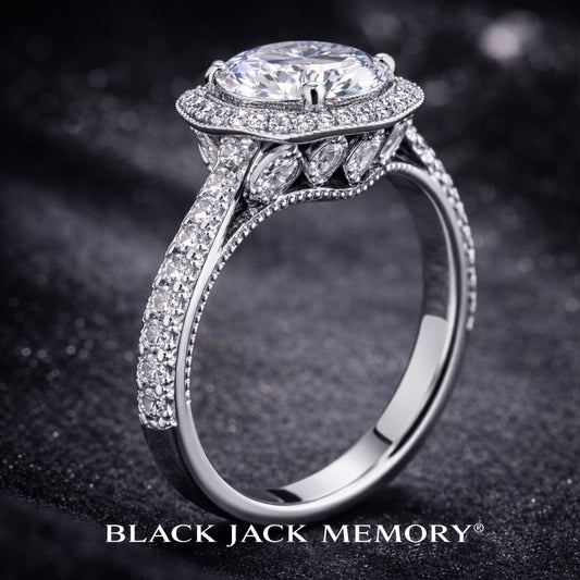 1.75 CT Memory Diamond Ring from Ashes – Pet or Human Ashes to Diamond Halo Wedding Ring in 14K White Gold