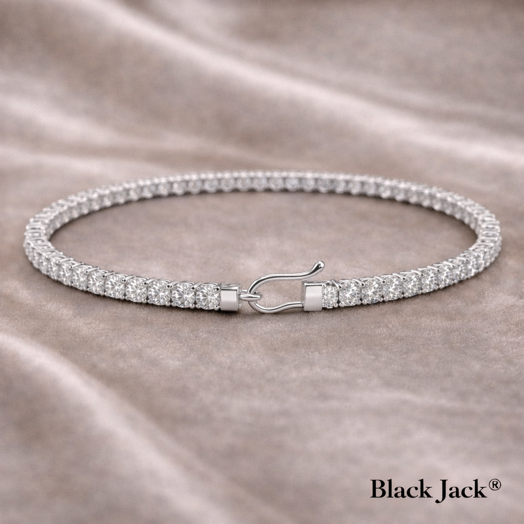 1.80 CT Tennis Bracelet with 2 mm Lab Grown Diamonds in 14K White Gold – Secure U-Lock Clasp