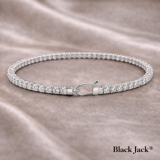 1.80 CT Tennis Bracelet with 2 mm Lab Grown Diamonds in 14K White Gold – Secure U-Lock Clasp