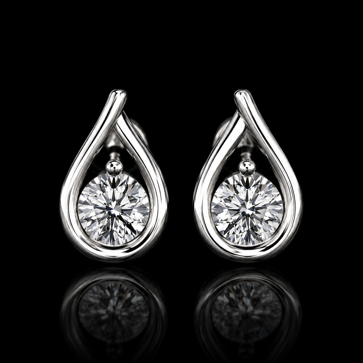 3.00 Ct Bereavement Gift Diamond Teardrop Stud Earrings  Jewelry 14K White Gold Black Jack
