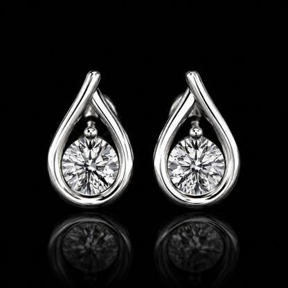 3.00 Ct Bereavement Gift Diamond Teardrop Stud Earrings  Jewelry 14K White Gold Black Jack