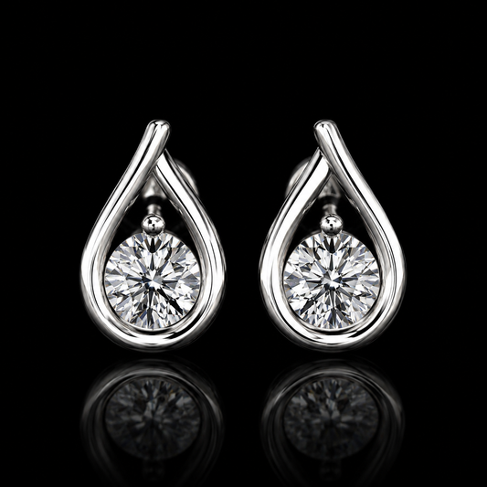 3.00 Ct Bereavement Gift Diamond Teardrop Stud Earrings  Jewelry 14K White Gold Black Jack