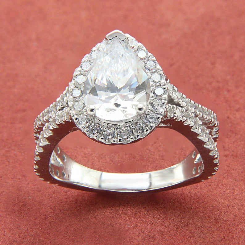 2.00 Pear Shape Moissanite Engagement Ring by Black Jack