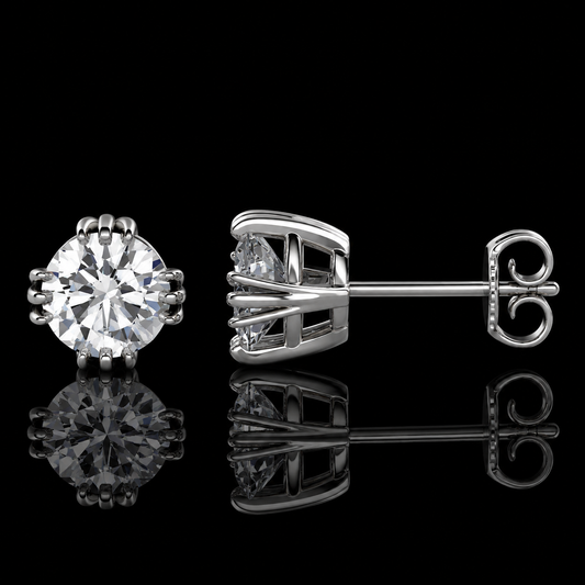 2.00 Ct Memory Diamond Solitaire Stud Earrings Pet Cremation Diamond 14K White Gold Memorial Jewelry Black Jack