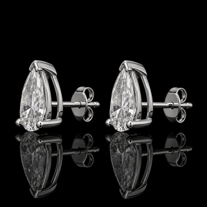3.00 Ct Sympathy Gift Memory Diamond Pear Stud Earrings 14K White Gold Black Jack