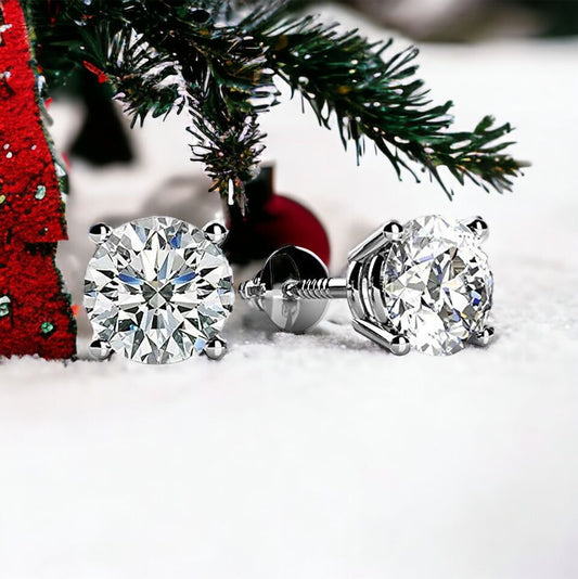 4.00 Ct. Lab Grown Diamond Studs Earrings in 14k White Gold E/F SI by Black Jack