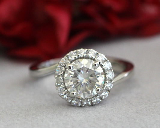 Round Solitaire Moissanite Engagement Ring 3.00 Ct. in 925 Silver by Black Jack